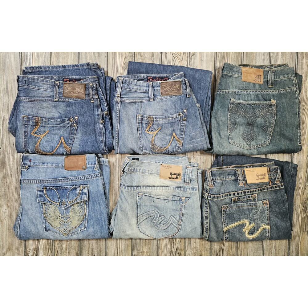 Marc Ecko Jeans Lot Of 6 Pairs Standard Boot Regular 42x32